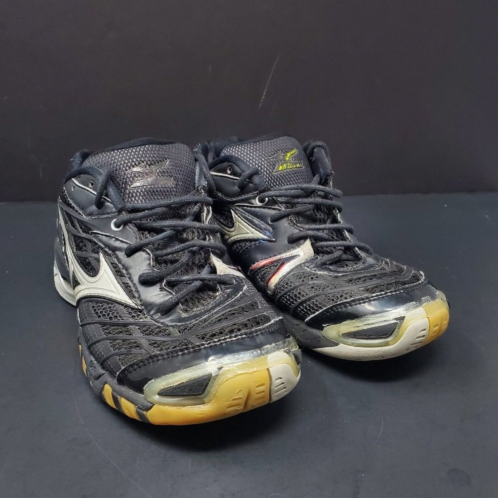 MIZUNO Wave Lightning RX Black Silver Indoor Volleyball Shoes Womens Size W7.5